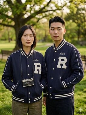 Polo Ralph Lauren NY Varsity Jacket Unisex Fleece Navy Blue M